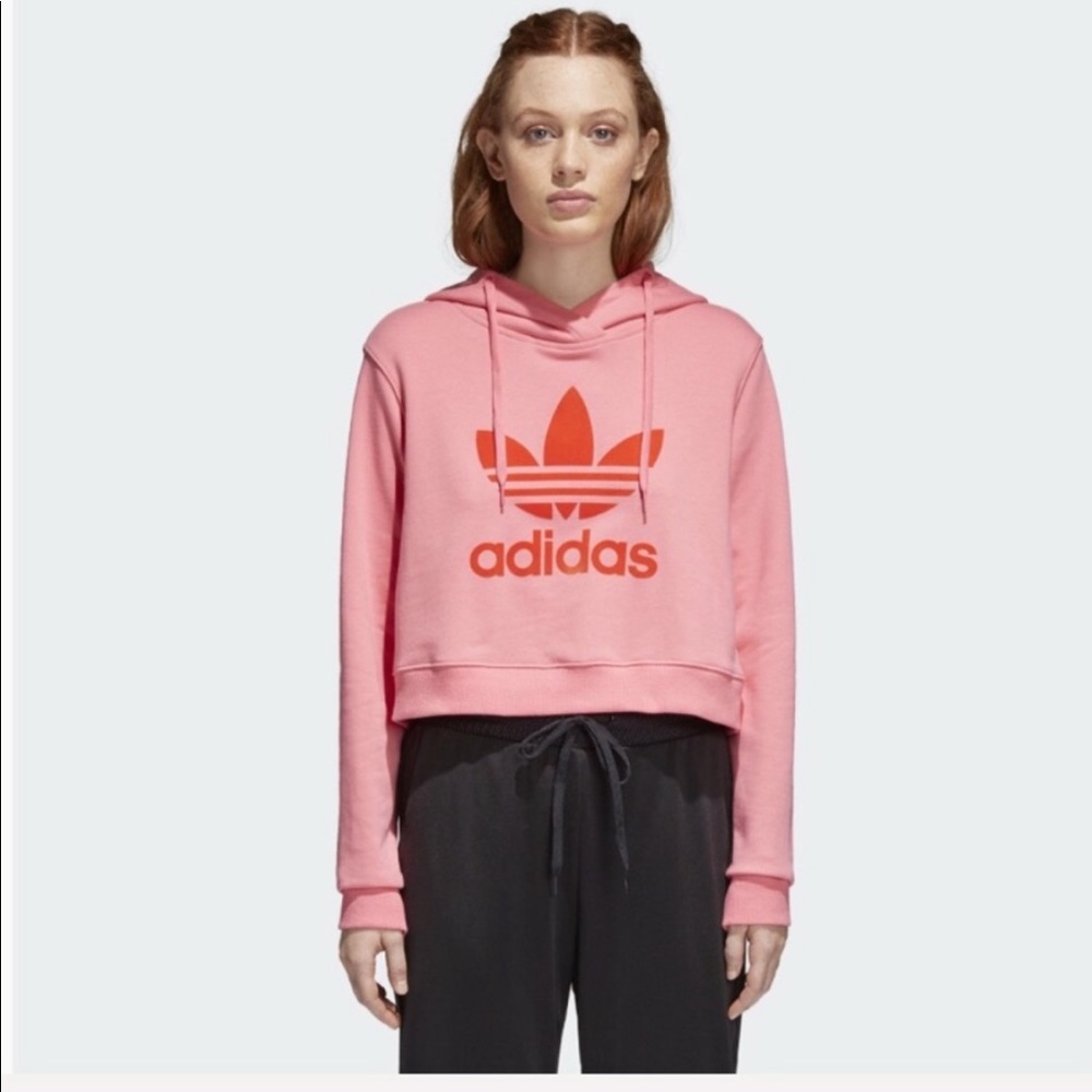 NWT ADIDAS Originals Crop Pink Hoodie - Picture 4 of 8